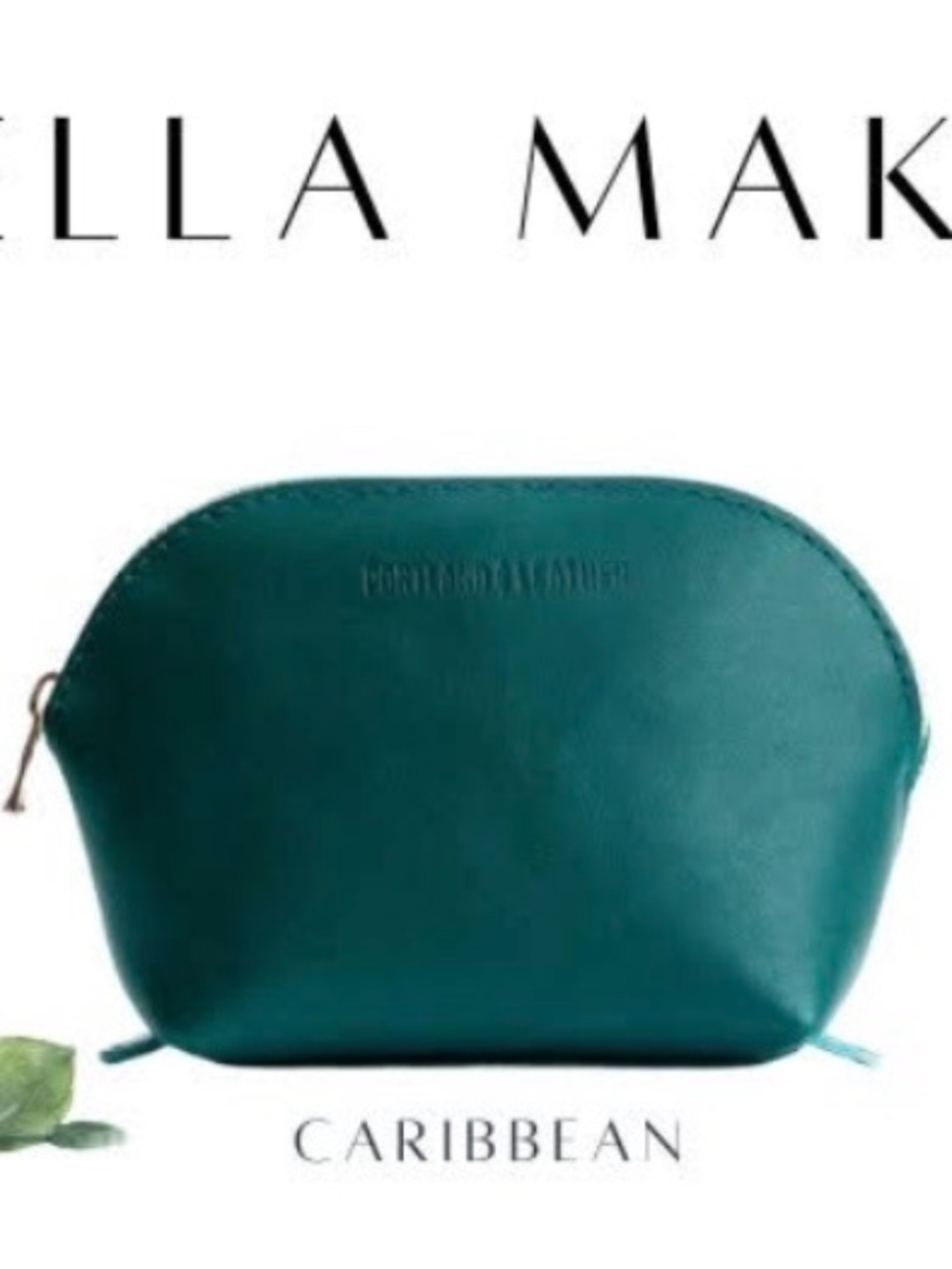 Portland Leather Bella makeup bag in Caribbean